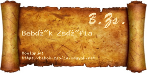 Bebők Zsófia névjegykártya